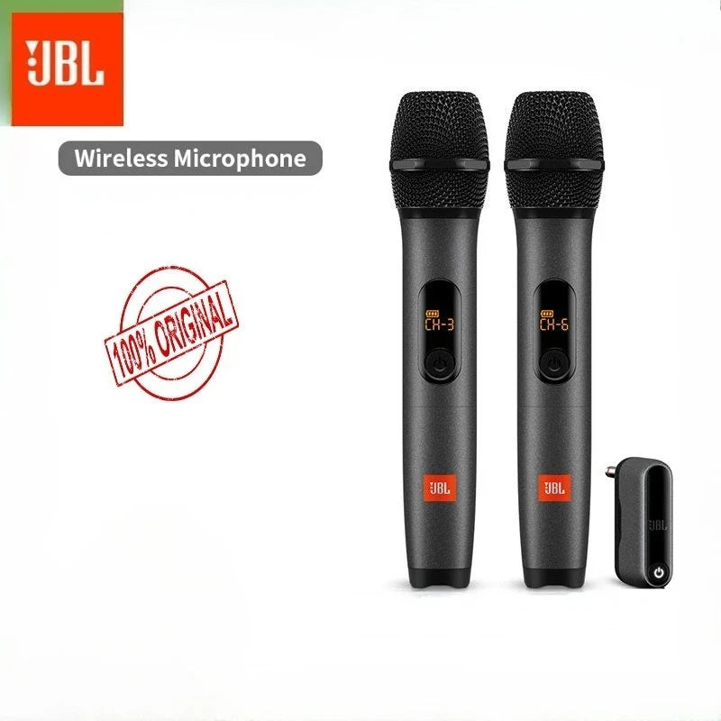 JBL WIRELESS MICROPHONE Handheld Wireless Dual Microphone UHF Dual Channel 6.3 Interface Studio Microphone  Karaoke Home System