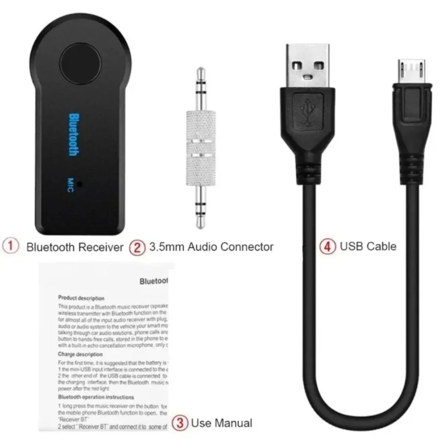 Car Bluetooth 5.0 Audio Receiver 3.5mm 3.5 AUX Jack Stereo Music Car Transmitter Speaker Amplifier Wireless Adapter with Mic