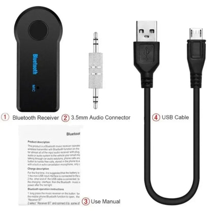 Car Bluetooth 5.0 Audio Receiver 3.5mm 3.5 AUX Jack Stereo Music Car Transmitter Speaker Amplifier Wireless Adapter with Mic