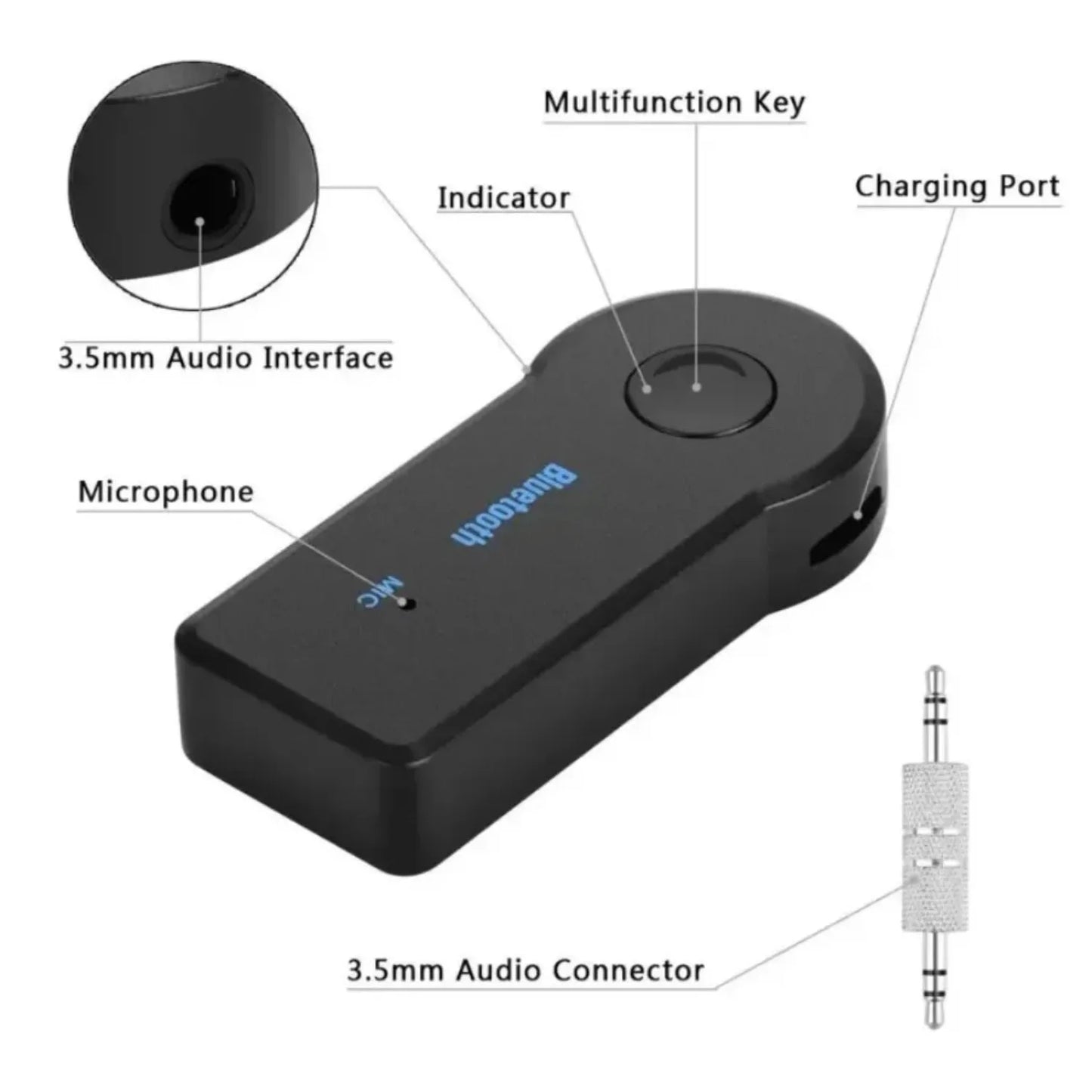 Car Bluetooth 5.0 Audio Receiver 3.5mm 3.5 AUX Jack Stereo Music Car Transmitter Speaker Amplifier Wireless Adapter with Mic