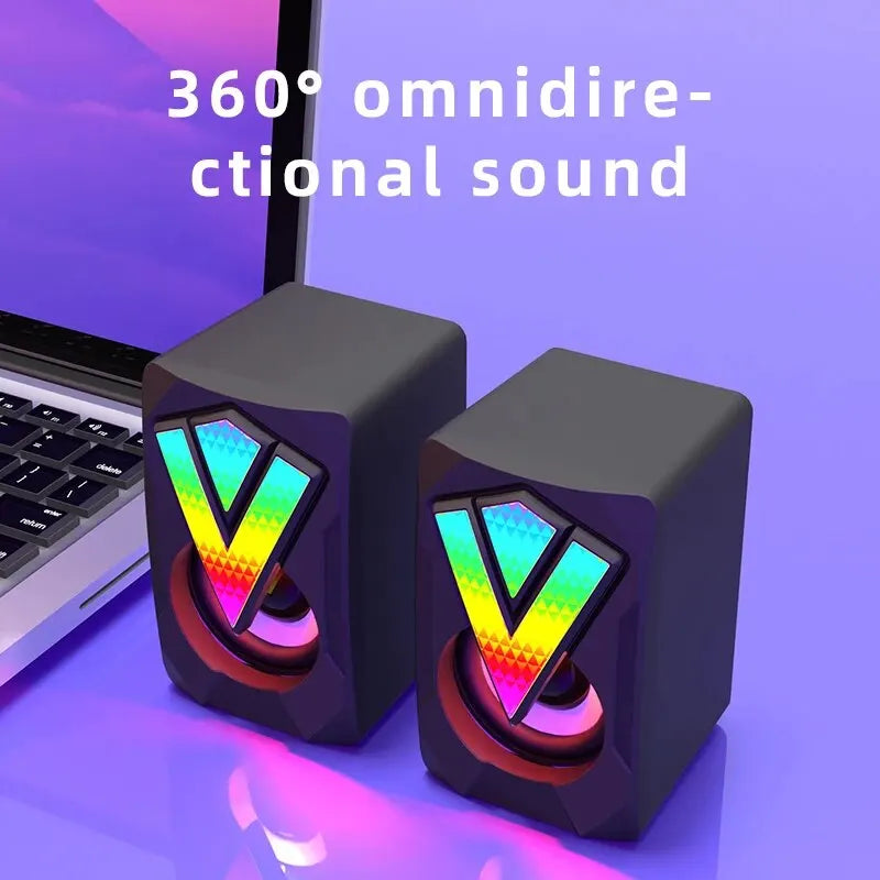 Desktop PC Speakers - USB Wired HiFi Stereo with LED