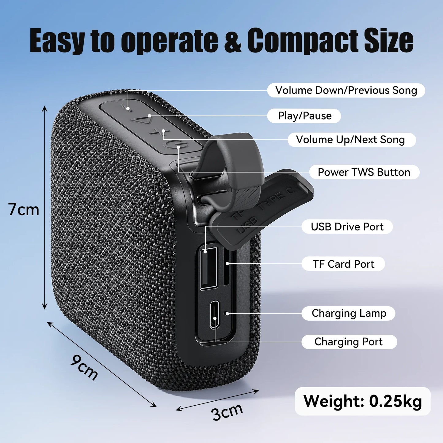 10W Waterproof Bluetooth Speaker - 30 Hour Battery Life