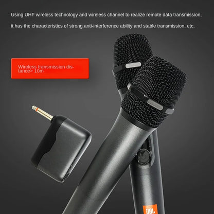 JBL WIRELESS MICROPHONE Handheld Wireless Dual Microphone UHF Dual Channel 6.3 Interface Studio Microphone  Karaoke Home System