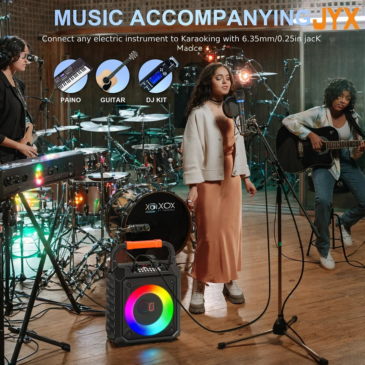 Portable Karaoke Machine with 2 Wireless Microphones