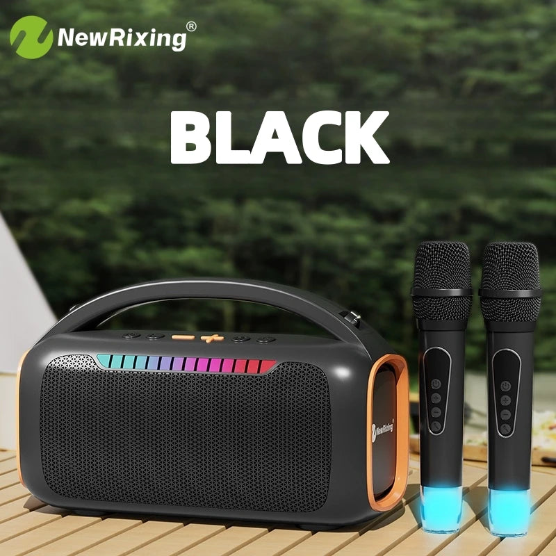 Karaoke machine with 2 mics,portable karaoke system,RBG light,30W,automatic connection when turned on,For BT5.3/USB/TF/AUX
