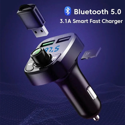 Car Bluetooth FM Transmitter with Dual USB Fast Charger