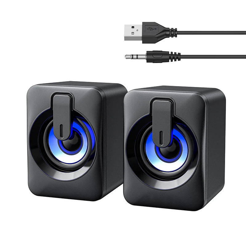 USB Computer Speakers with LED Lights - HiFi Stereo