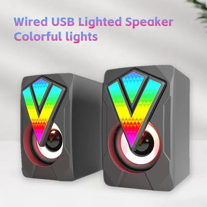 Desktop PC Speakers - USB Wired HiFi Stereo with LED