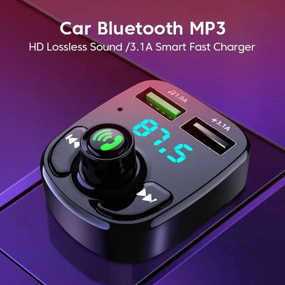 Car Bluetooth FM Transmitter with Dual USB Fast Charger