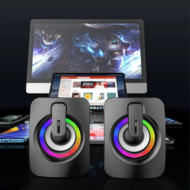 USB Computer Speakers with LED Lights - HiFi Stereo
