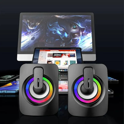 USB Computer Speakers with LED Lights - HiFi Stereo