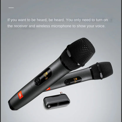 JBL WIRELESS MICROPHONE Handheld Wireless Dual Microphone UHF Dual Channel 6.3 Interface Studio Microphone  Karaoke Home System