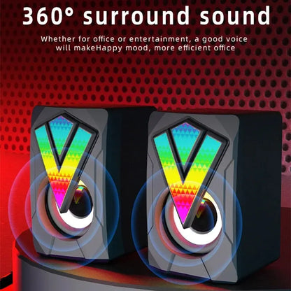 Desktop PC Speakers - USB Wired HiFi Stereo with LED