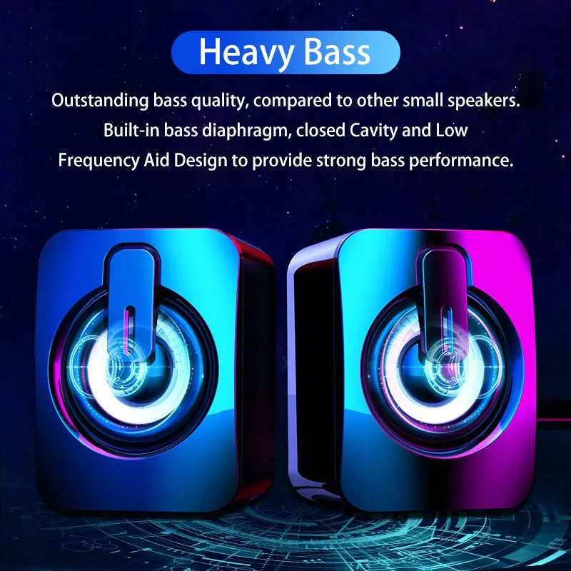 USB Computer Speakers with LED Lights - HiFi Stereo