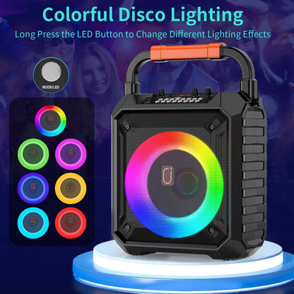 Portable Karaoke Machine with 2 Wireless Microphones