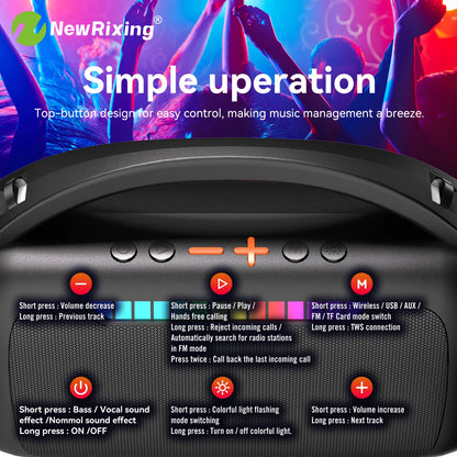 Karaoke machine with 2 mics,portable karaoke system,RBG light,30W,automatic connection when turned on,For BT5.3/USB/TF/AUX